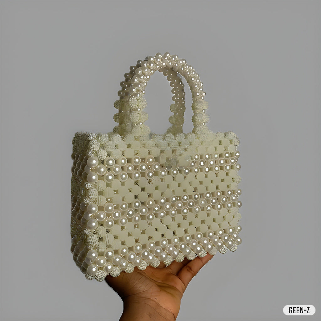  Geenzy Ivory Pearl Tote – Premium Handmade Bag
