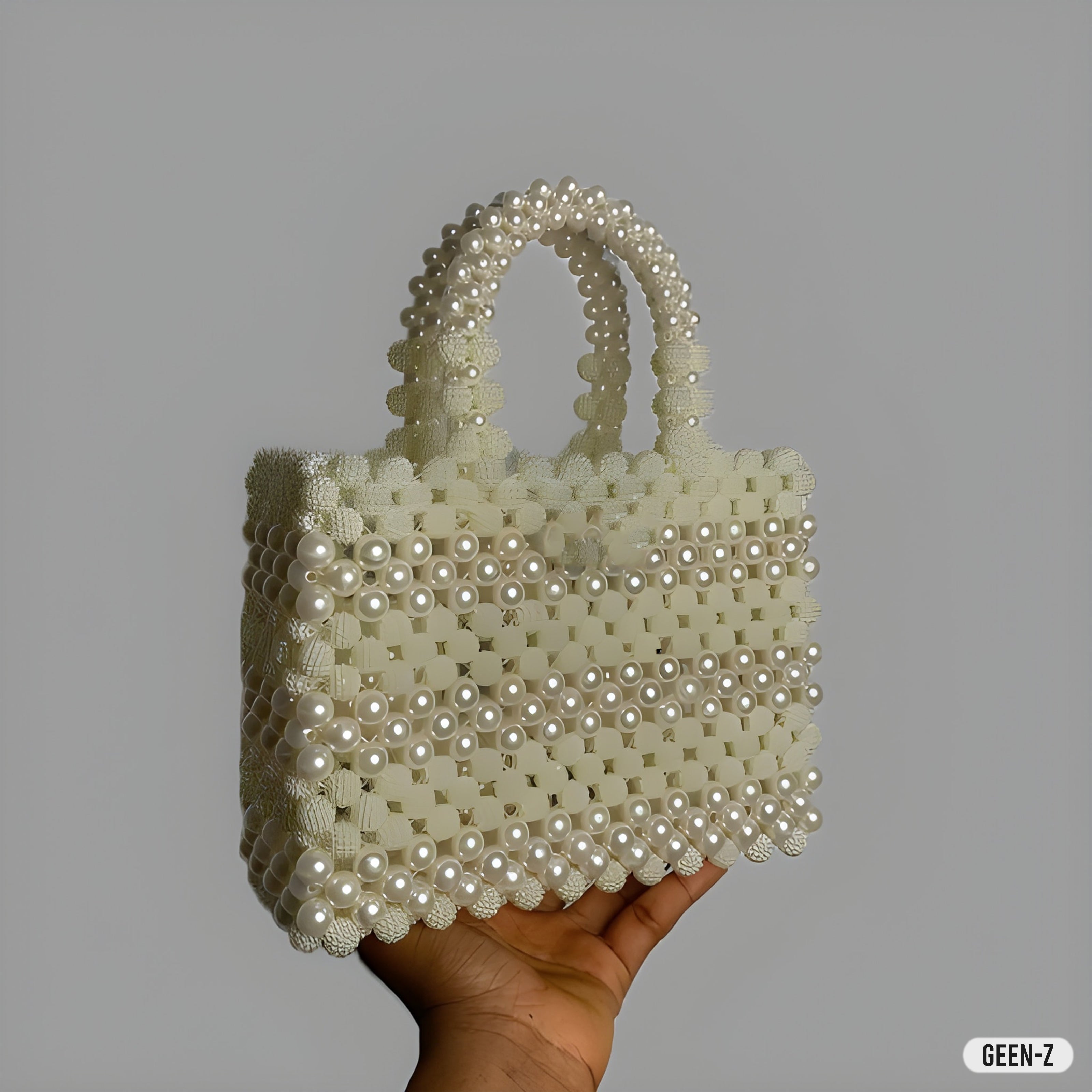  Geenzy Ivory Pearl Tote – Premium Handmade Bag